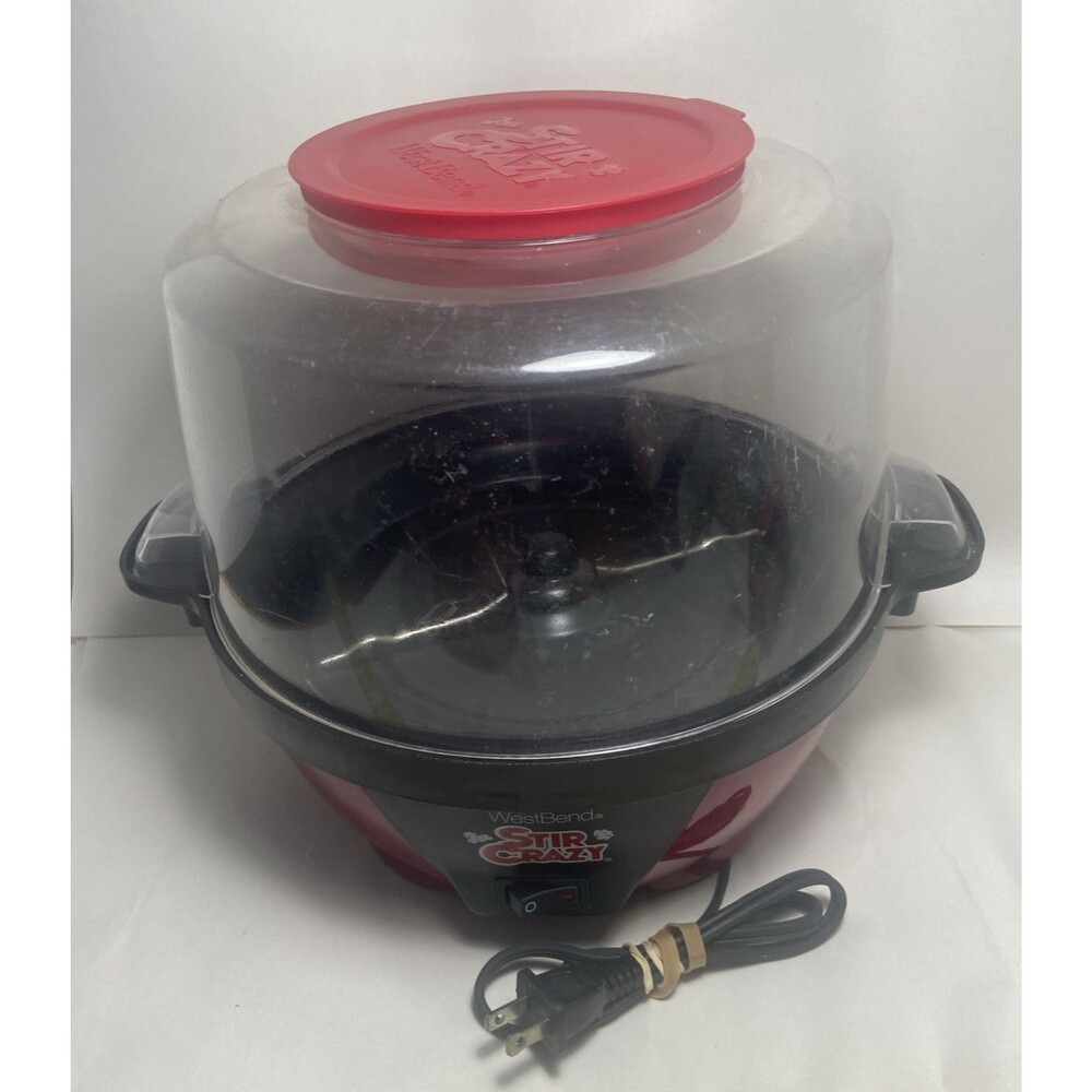 West Bend Stir Crazy 6 Quart Popcorn Popper, Electric, Hot Oil Popper, Red